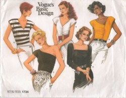 1734 VOGUE BREEZY MOD STRETCH KNIT  TOPS SLEEVES OR NOT PATTERN 12-16
